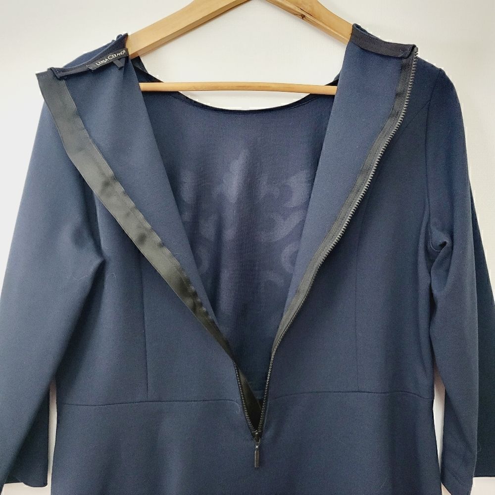 Luisa Serano Navy Fit and Flare 3/4 Sleeve Top - Picture 10 of 14